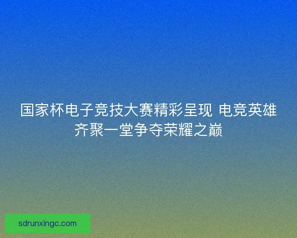 国家杯电子竞技大赛精彩呈现 电竞英雄齐聚一堂争夺荣耀之巅